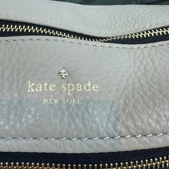 Kate Spade Pebble Leather soft zip top tote stripe interior - Picture 8 of 9